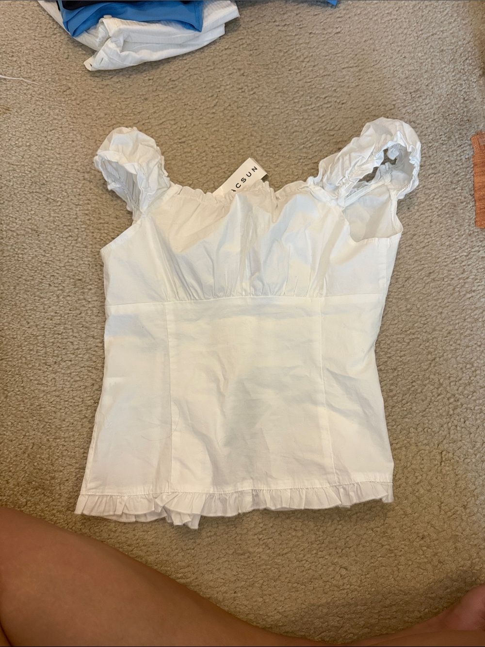 PacSun White Ruffled Button-Front Blouse - Picture 3 of 3